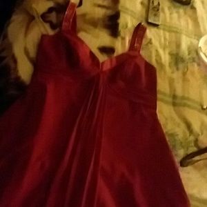Red party dress from David's bridal